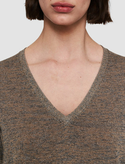JOSEPH Fashion Women Lurex Knit V Neck Jumper Metallic Spark