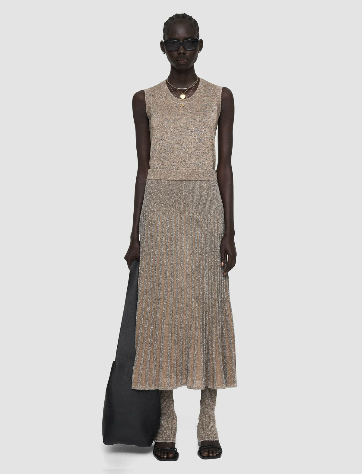 JOSEPH Fashion Women Lurex Knit Skirt Metallic Spark