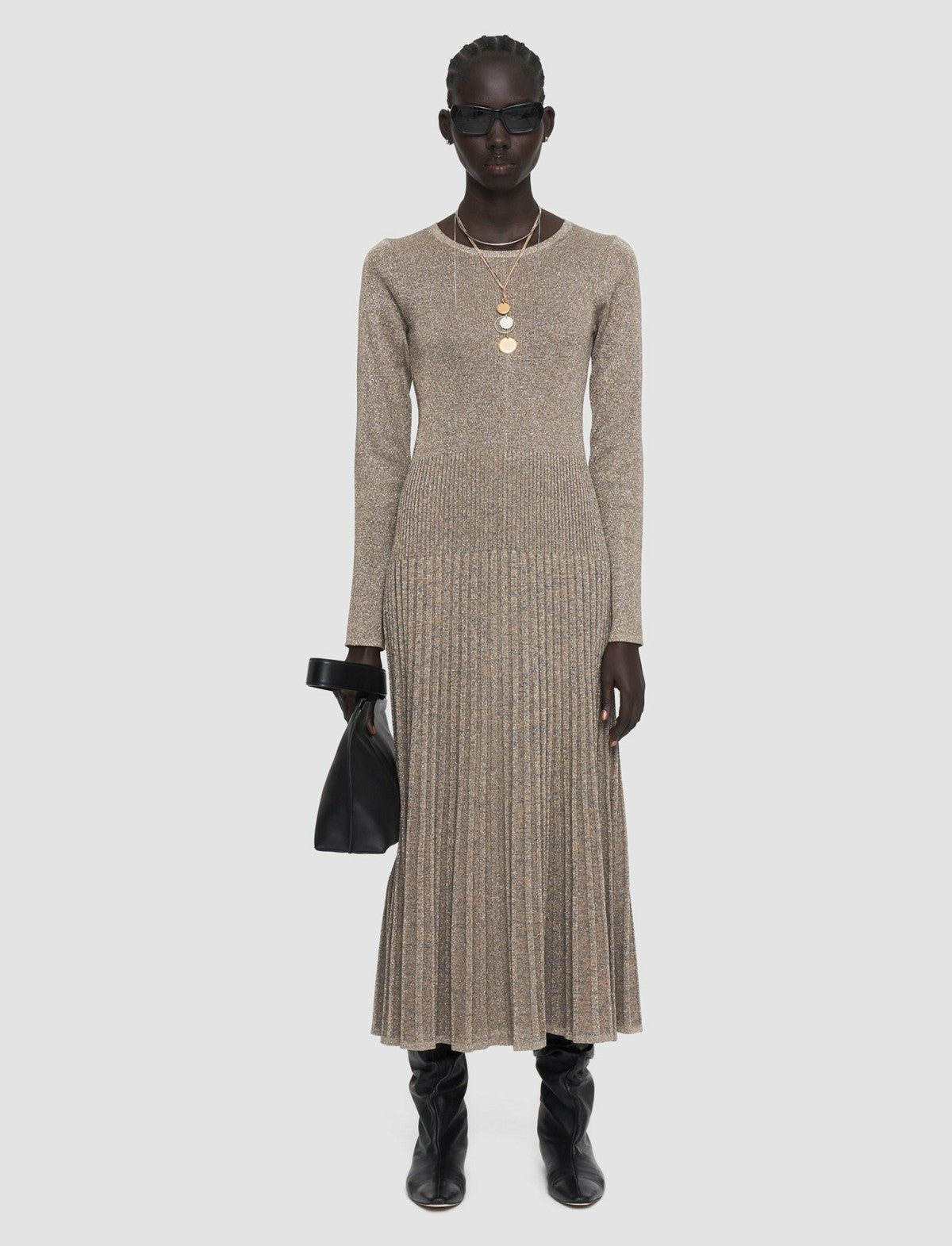 JOSEPH Fashion Women Lurex Knit Dress Metallic Spark