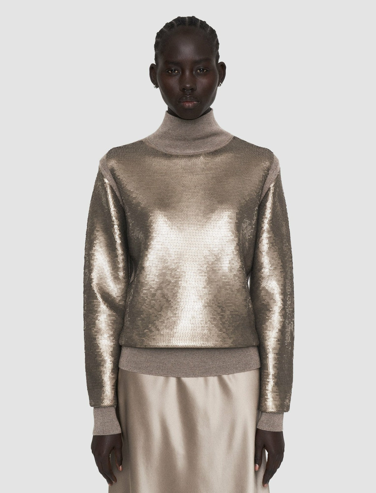 JOSEPH Fashion Women Sequins Knit High Neck Jumper Spark