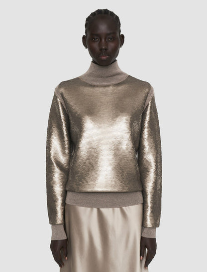 JOSEPH Fashion Women Sequins Knit High Neck Jumper Spark