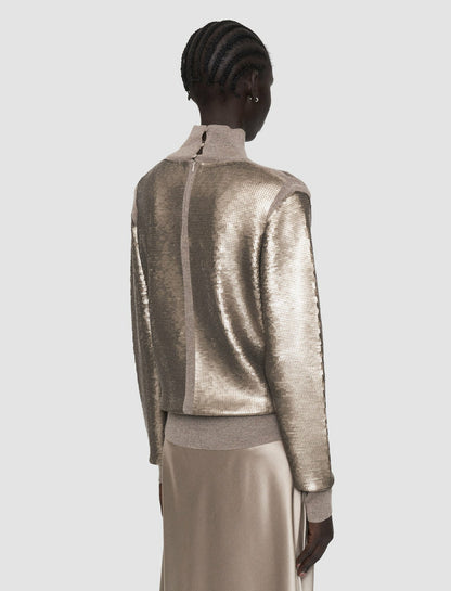 JOSEPH Fashion Women Sequins Knit High Neck Jumper Spark