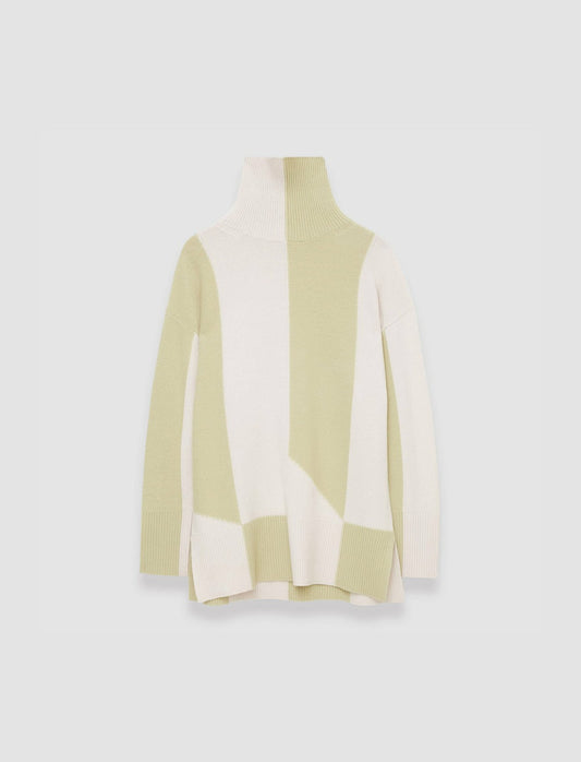 JOSEPH Fashion Women Alcove Instarsia High Neck Jumper Pale Olive/Ivory