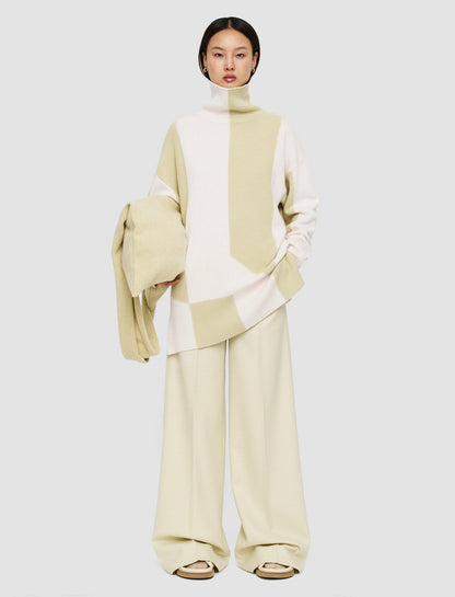 JOSEPH Fashion Women Alcove Instarsia High Neck Jumper Pale Olive/Ivory