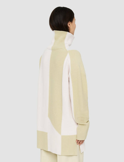 JOSEPH Fashion Women Alcove Instarsia High Neck Jumper Pale Olive/Ivory