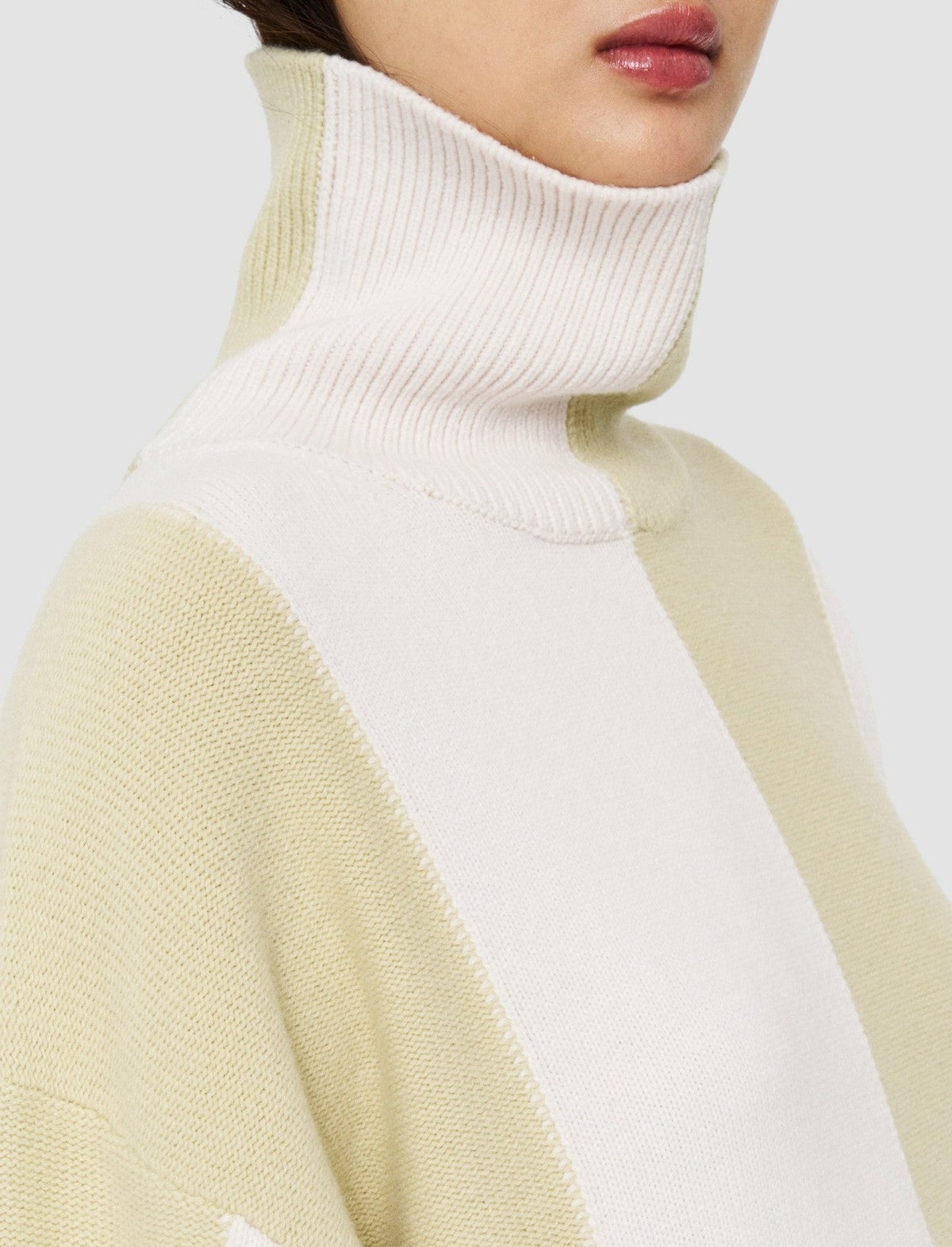 JOSEPH Fashion Women Alcove Instarsia High Neck Jumper Pale Olive/Ivory
