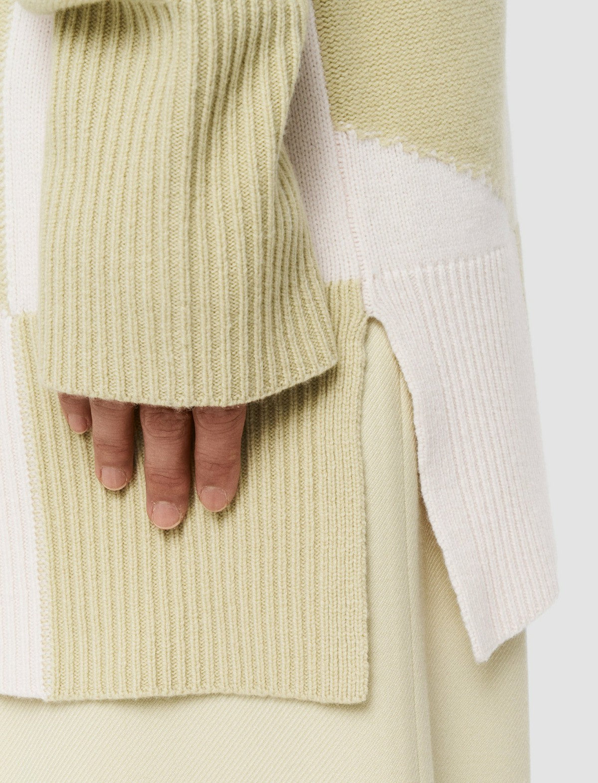 JOSEPH Fashion Women Alcove Instarsia High Neck Jumper Pale Olive/Ivory