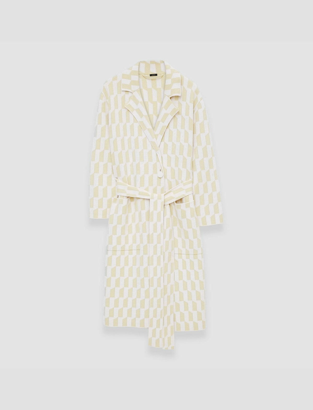 JOSEPH Fashion Women Alcove Intarsia Knitted Coat Pale Olive/Ivory