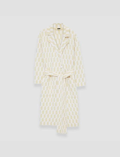 JOSEPH Fashion Women Alcove Intarsia Knitted Coat Pale Olive/Ivory