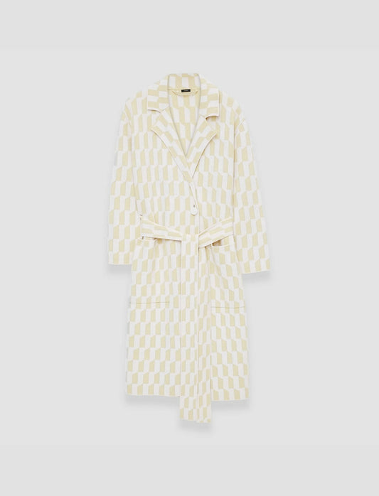 JOSEPH Fashion Women Alcove Intarsia Knitted Coat Pale Olive/Ivory