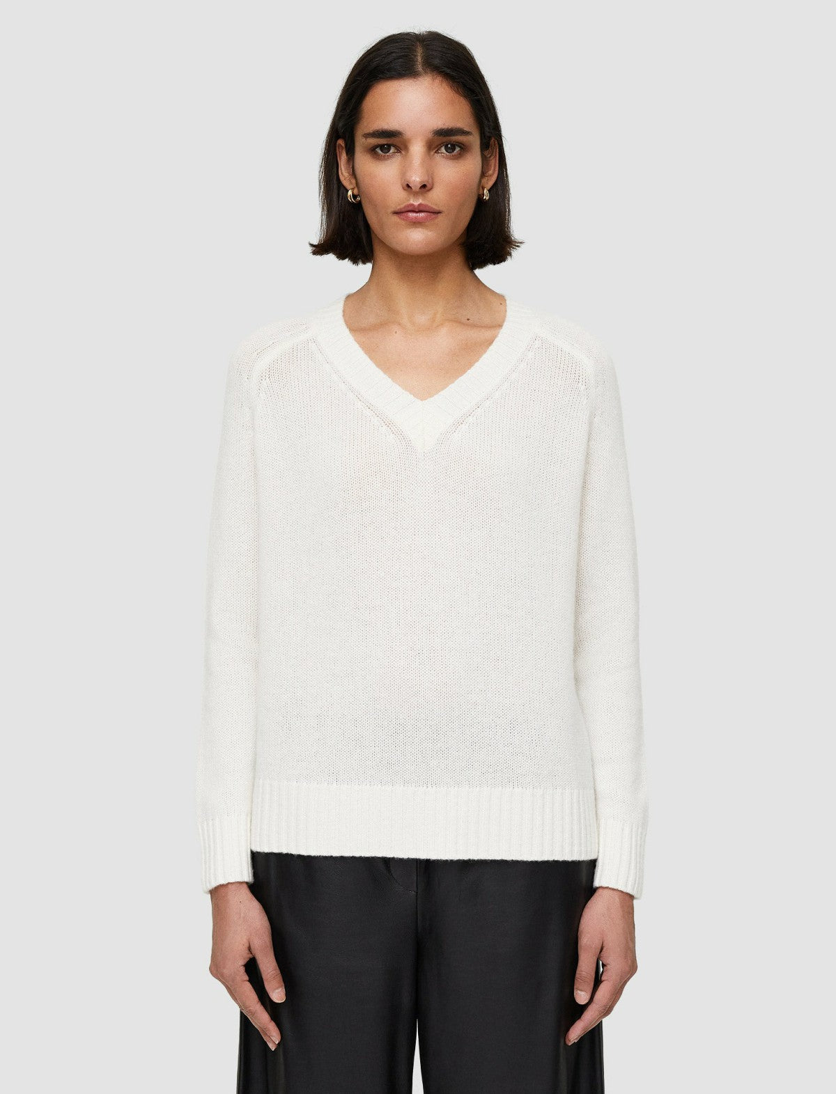 JOSEPH Fashion Women Open Cashmere V Neck Jumper Ivory