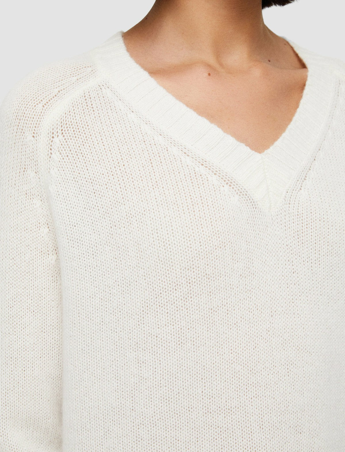 JOSEPH Fashion Women Open Cashmere V Neck Jumper Ivory