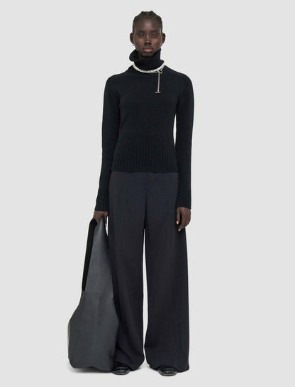 JOSEPH Fashion Women Open Cashmere High Neck Jumper Black