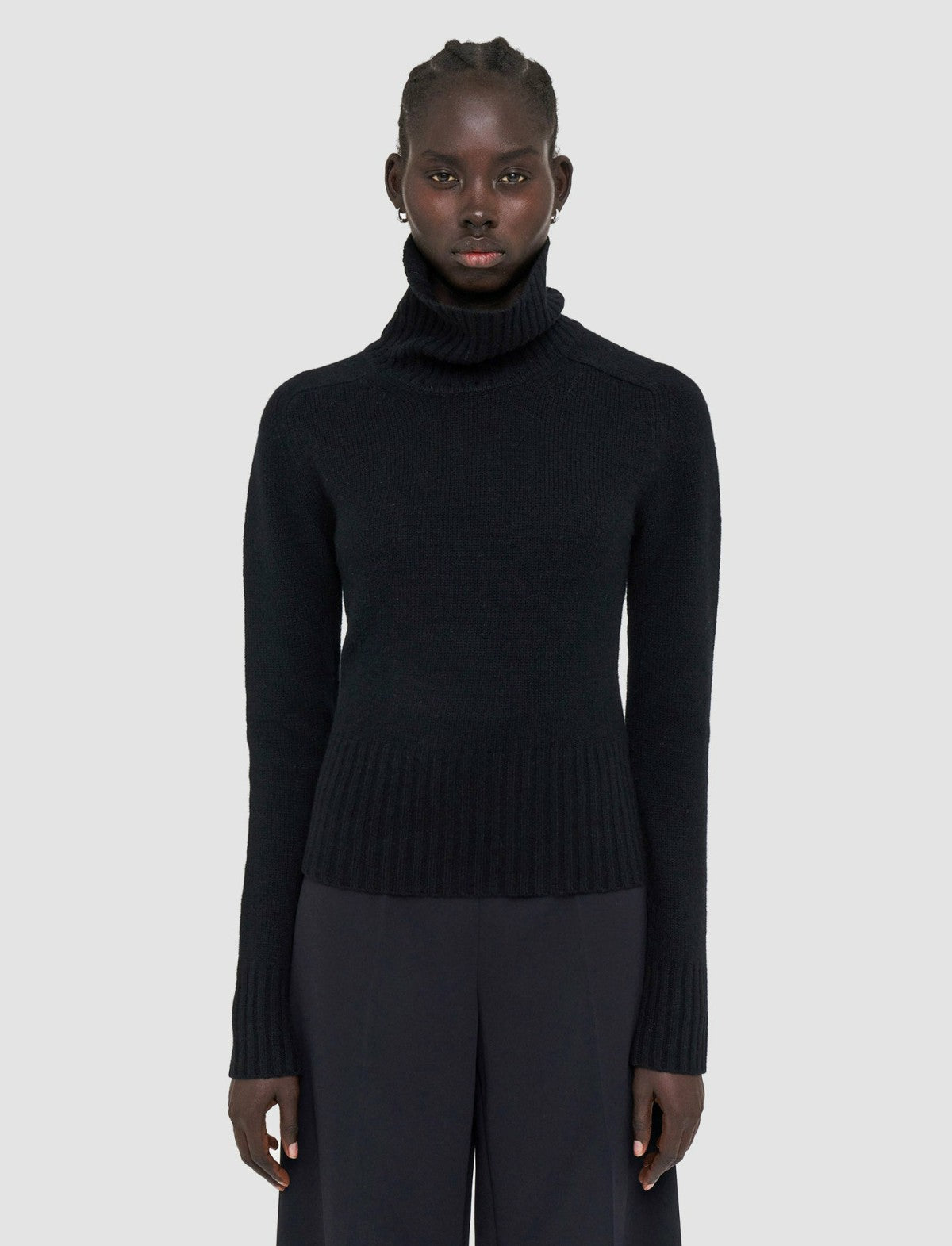 JOSEPH Fashion Women Open Cashmere High Neck Jumper Black