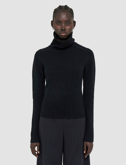 JOSEPH Fashion Women Open Cashmere High Neck Jumper Black