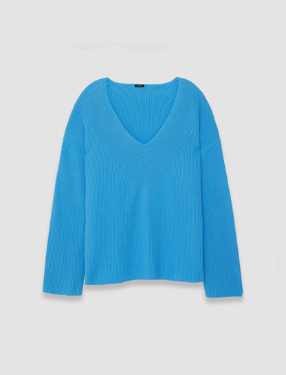 JOSEPH Fashion Women Pure Cashmere V Neck Jumper Dark Arctic