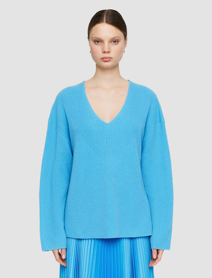 JOSEPH Fashion Women Pure Cashmere V Neck Jumper Dark Arctic