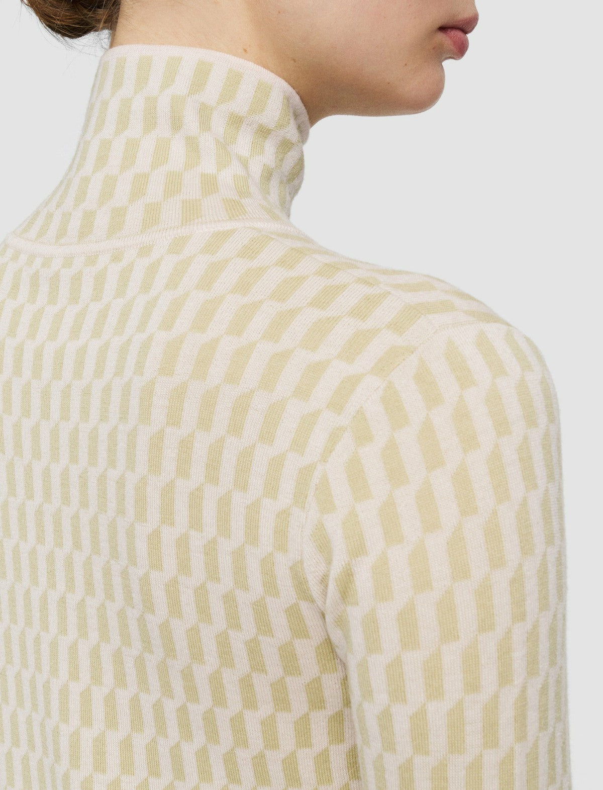 JOSEPH Fashion Women Fine Alcove Jacquard High Neck Jumper Pale Olive/Ivory