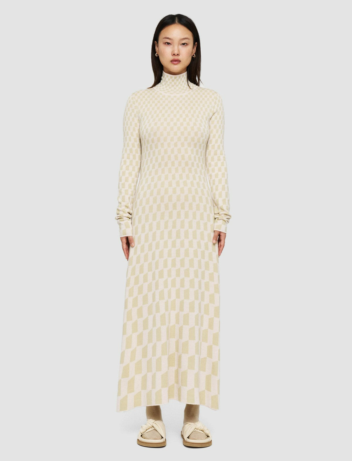 JOSEPH Fashion Women Fine Alcove Jacquard Dress Pale Olive/Ivory