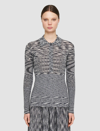JOSEPH Fashion Women Printed Merino Polo Top Black Combo