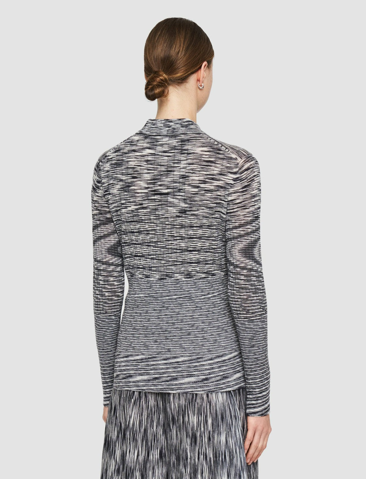 JOSEPH Fashion Women Printed Merino Polo Top Black Combo