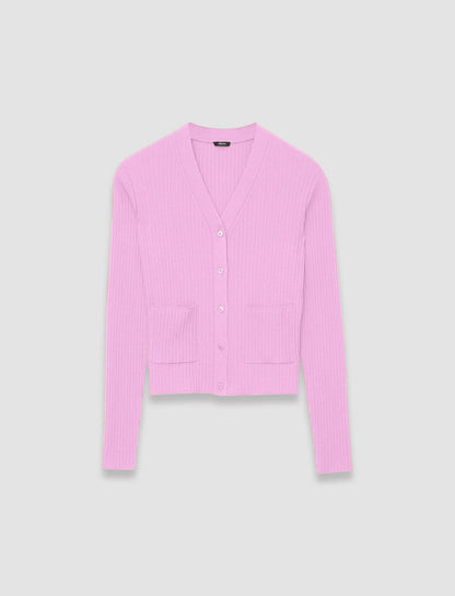 JOSEPH Fashion Women Fine Merino Rib Cardigan Begonia Pink