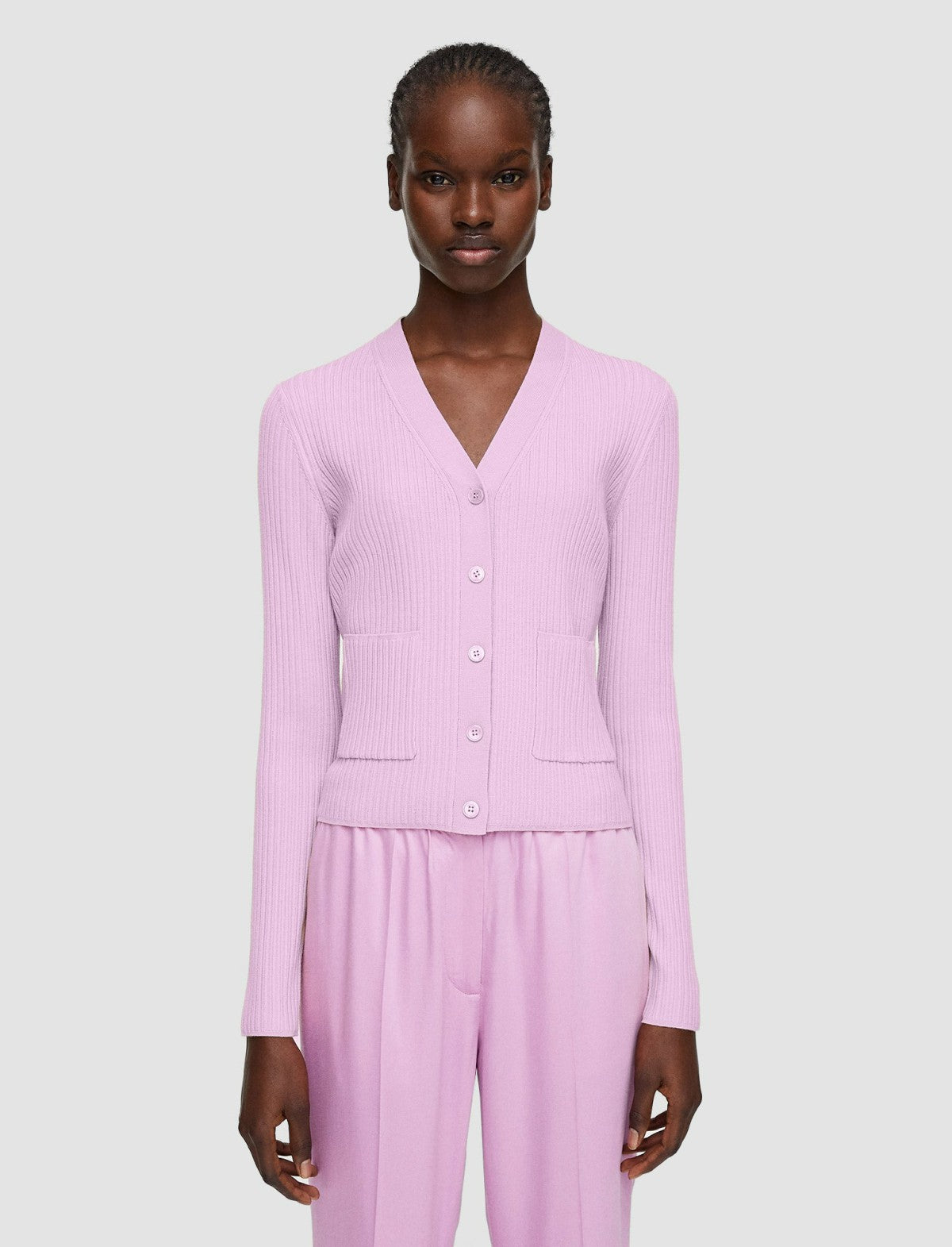 JOSEPH Fashion Women Fine Merino Rib Cardigan Begonia Pink