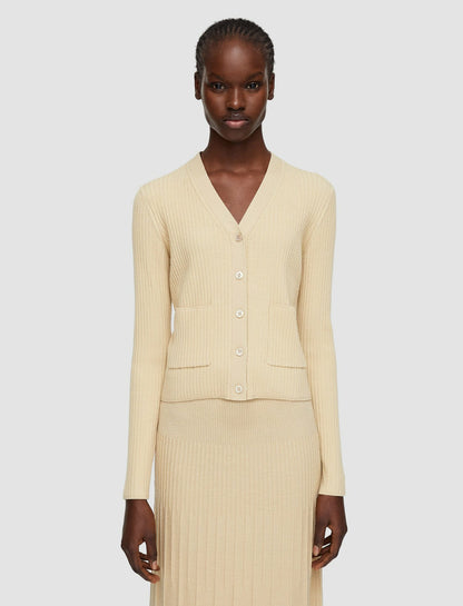 JOSEPH Fashion Women Fine Merino Rib Cardigan Safari