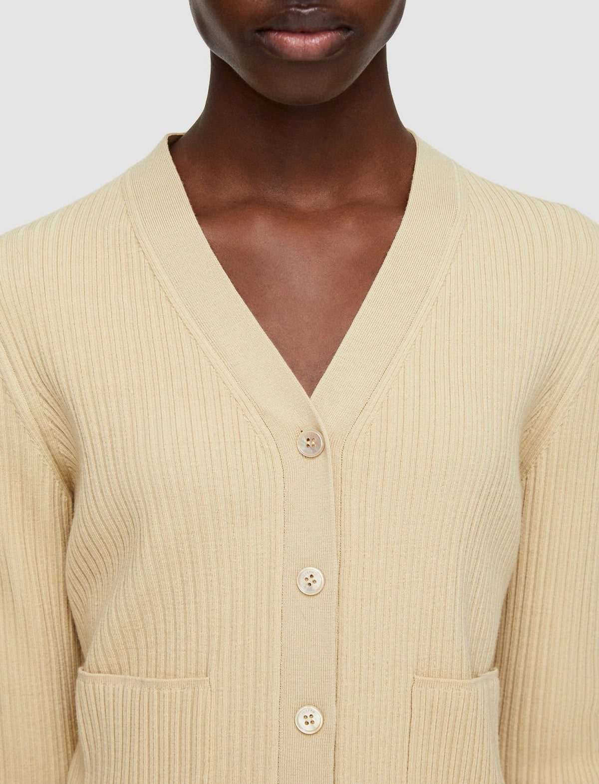 JOSEPH Fashion Women Fine Merino Rib Cardigan Safari