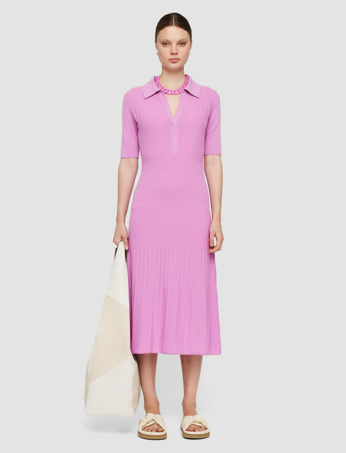 JOSEPH Fashion Women Fine Merino Rib Dress Begonia Pink