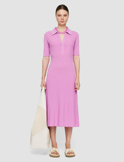 JOSEPH Fashion Women Fine Merino Rib Dress Begonia Pink