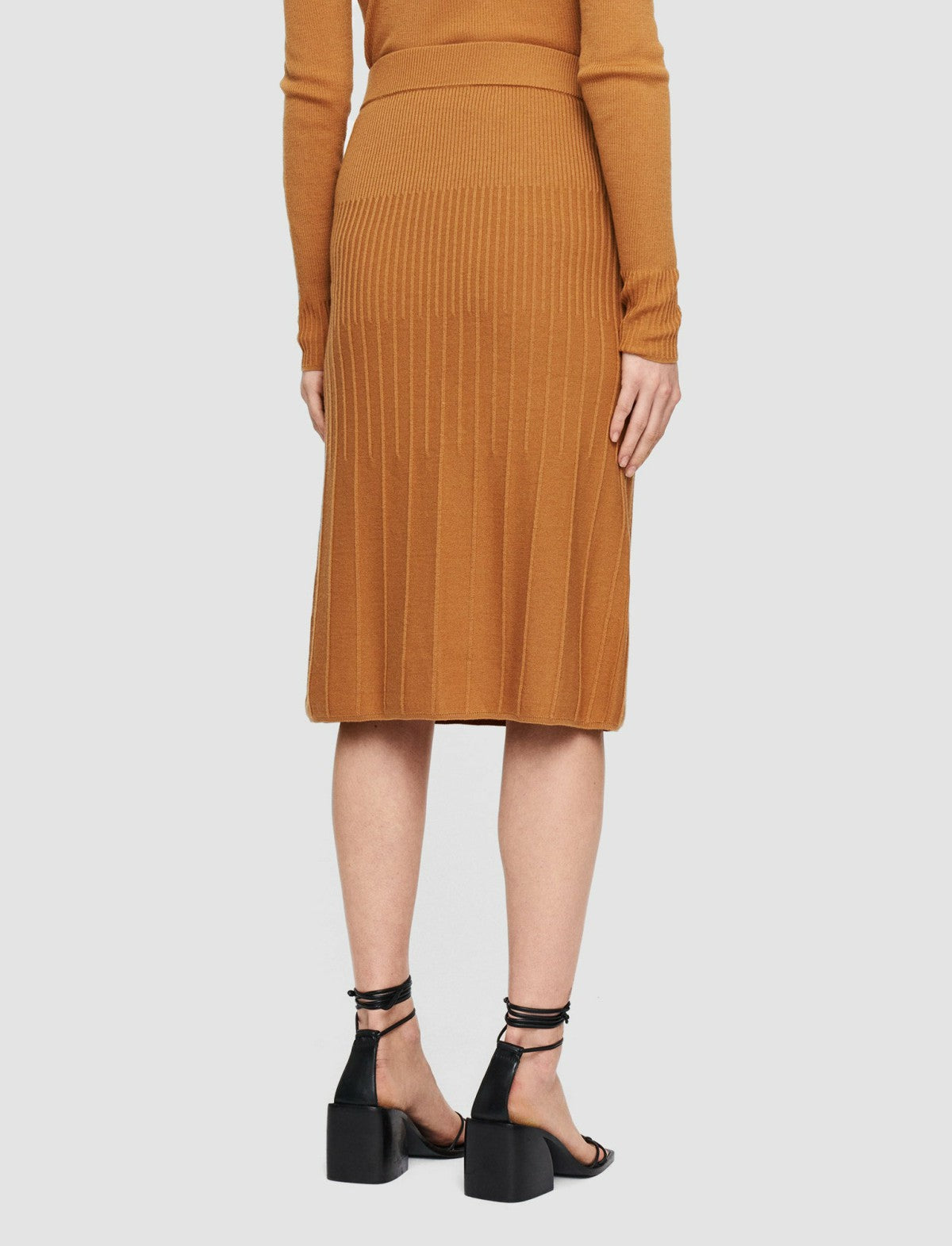 JOSEPH Fashion Women Fine Merino Rib Skirt Clay