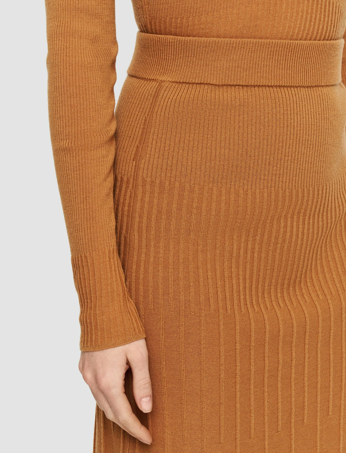 JOSEPH Fashion Women Fine Merino Rib Skirt Clay