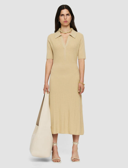 JOSEPH Fashion Women Fine Merino Rib Dress Safari