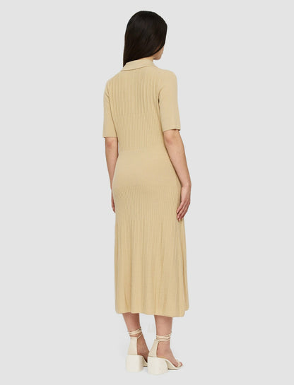 JOSEPH Fashion Women Fine Merino Rib Dress Safari