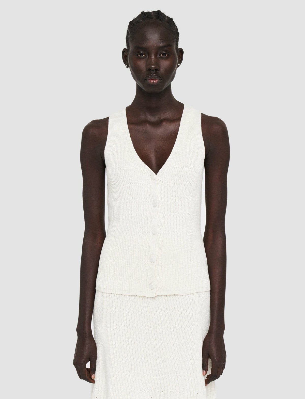 JOSEPH Fashion Women Linen Cotton Knitted Vest Ivory