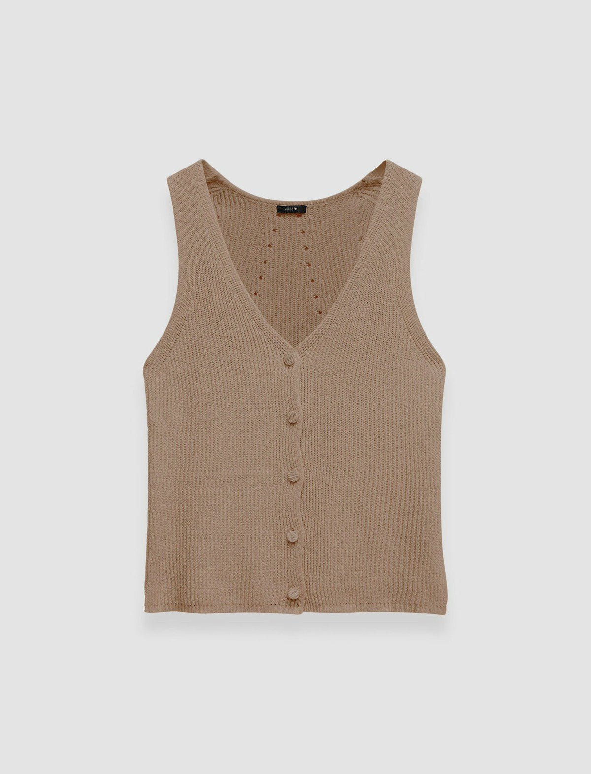 JOSEPH Fashion Women Linen Cotton Knitted Vest Frozen Mocha