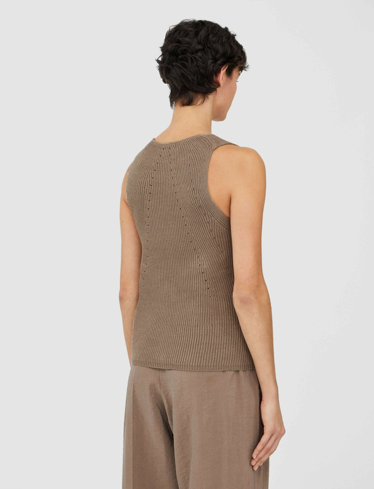 JOSEPH Fashion Women Linen Cotton Knitted Vest Frozen Mocha