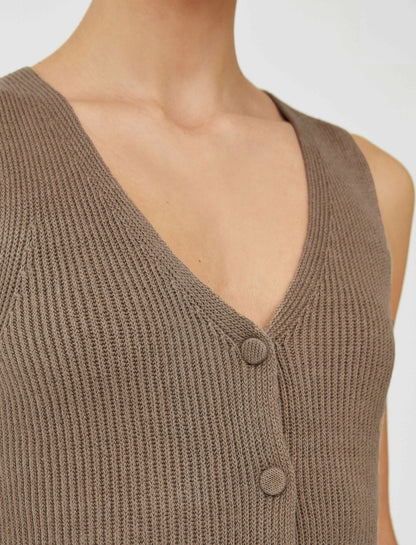 JOSEPH Fashion Women Linen Cotton Knitted Vest Frozen Mocha