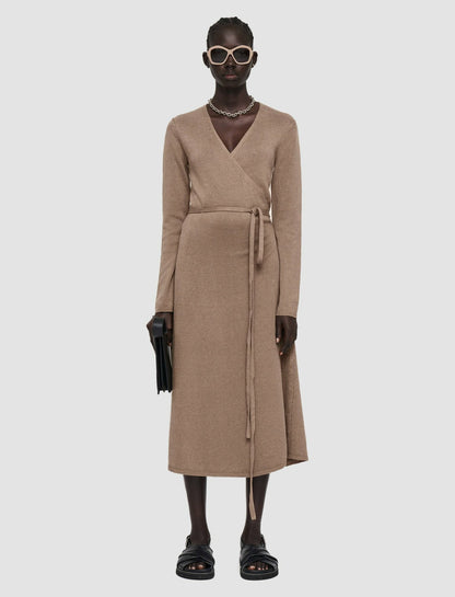 JOSEPH Fashion Women Linen Cotton Knitted Dress Frozen Mocha