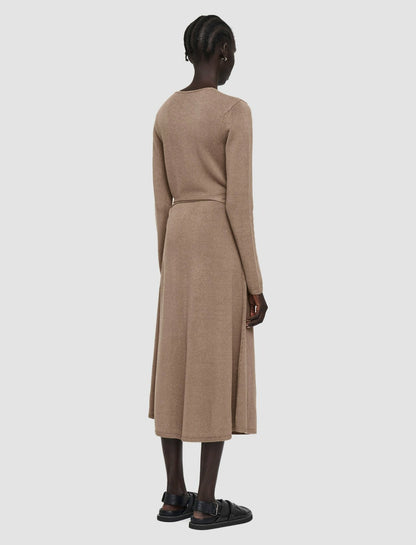 JOSEPH Fashion Women Linen Cotton Knitted Dress Frozen Mocha