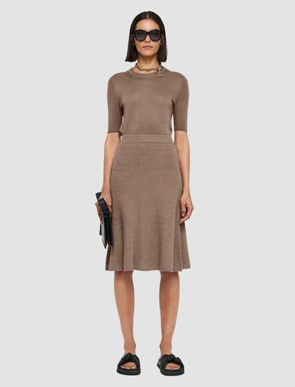 JOSEPH Fashion Women Linen Cotton Knitted Skirt Frozen Mocha