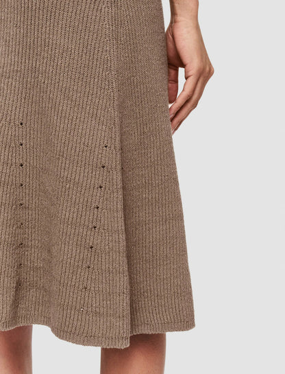 JOSEPH Fashion Women Linen Cotton Knitted Skirt Frozen Mocha