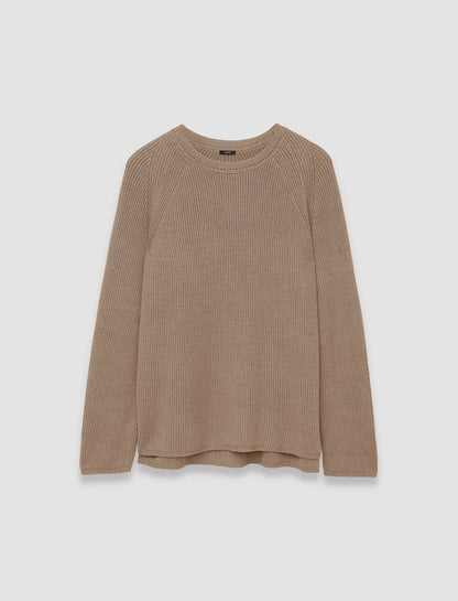 JOSEPH Fashion Women Linen Cotton Knitted Round Neck Jumper Frozen Mocha