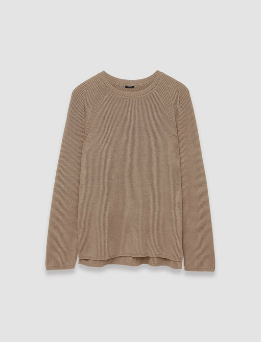 JOSEPH Fashion Women Linen Cotton Knitted Round Neck Jumper Frozen Mocha