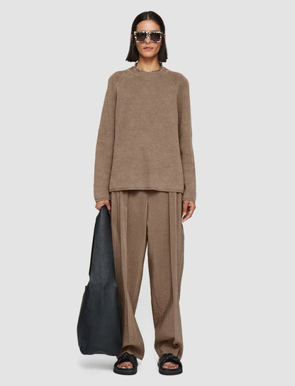 JOSEPH Fashion Women Linen Cotton Knitted Round Neck Jumper Frozen Mocha