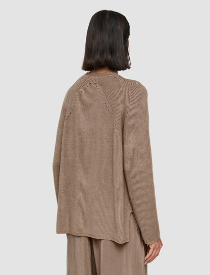 JOSEPH Fashion Women Linen Cotton Knitted Round Neck Jumper Frozen Mocha