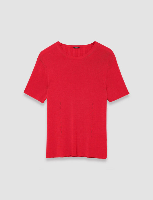 JOSEPH Fashion Women Satiny Rib Knit Top Crimson