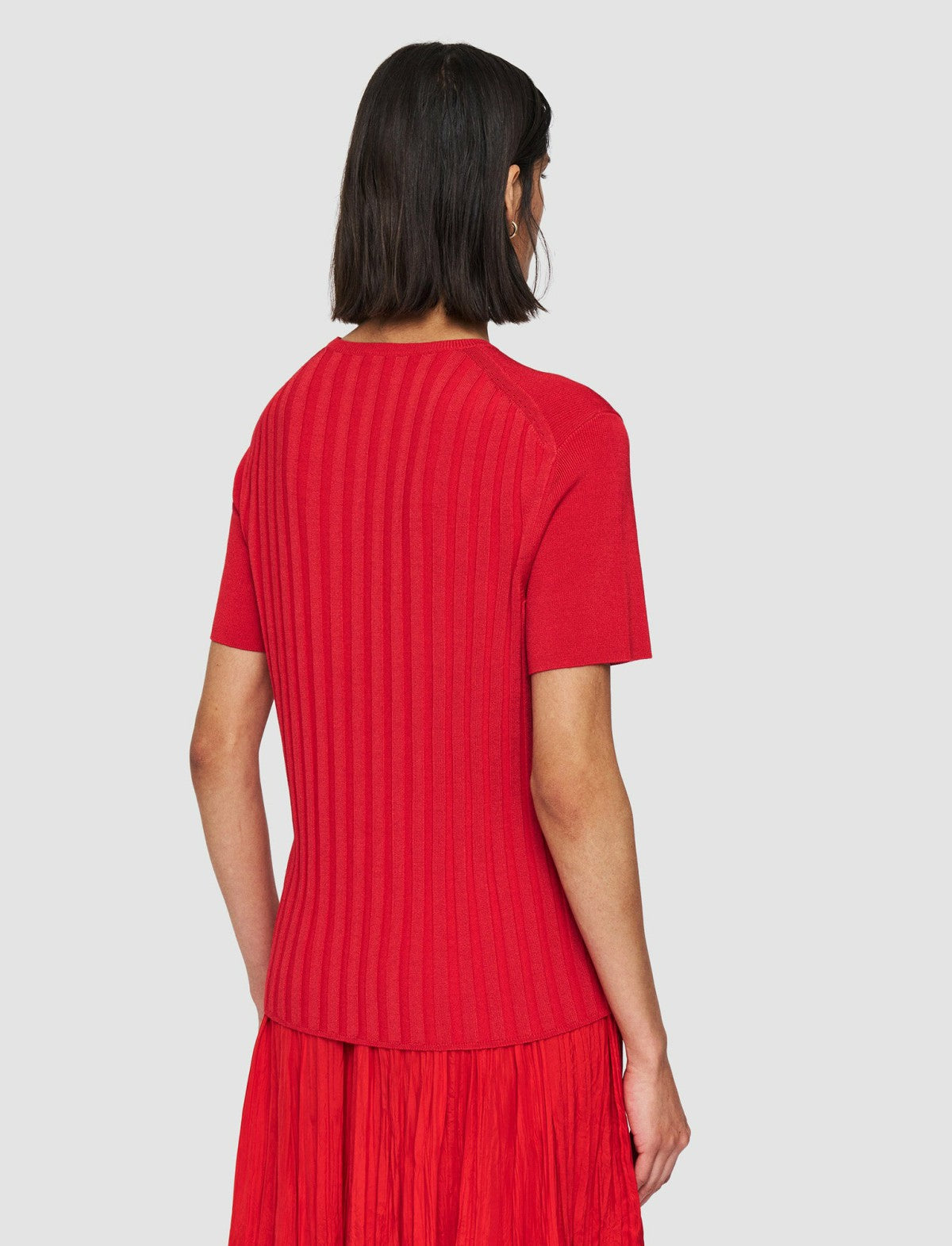 JOSEPH Fashion Women Satiny Rib Knit Top Crimson