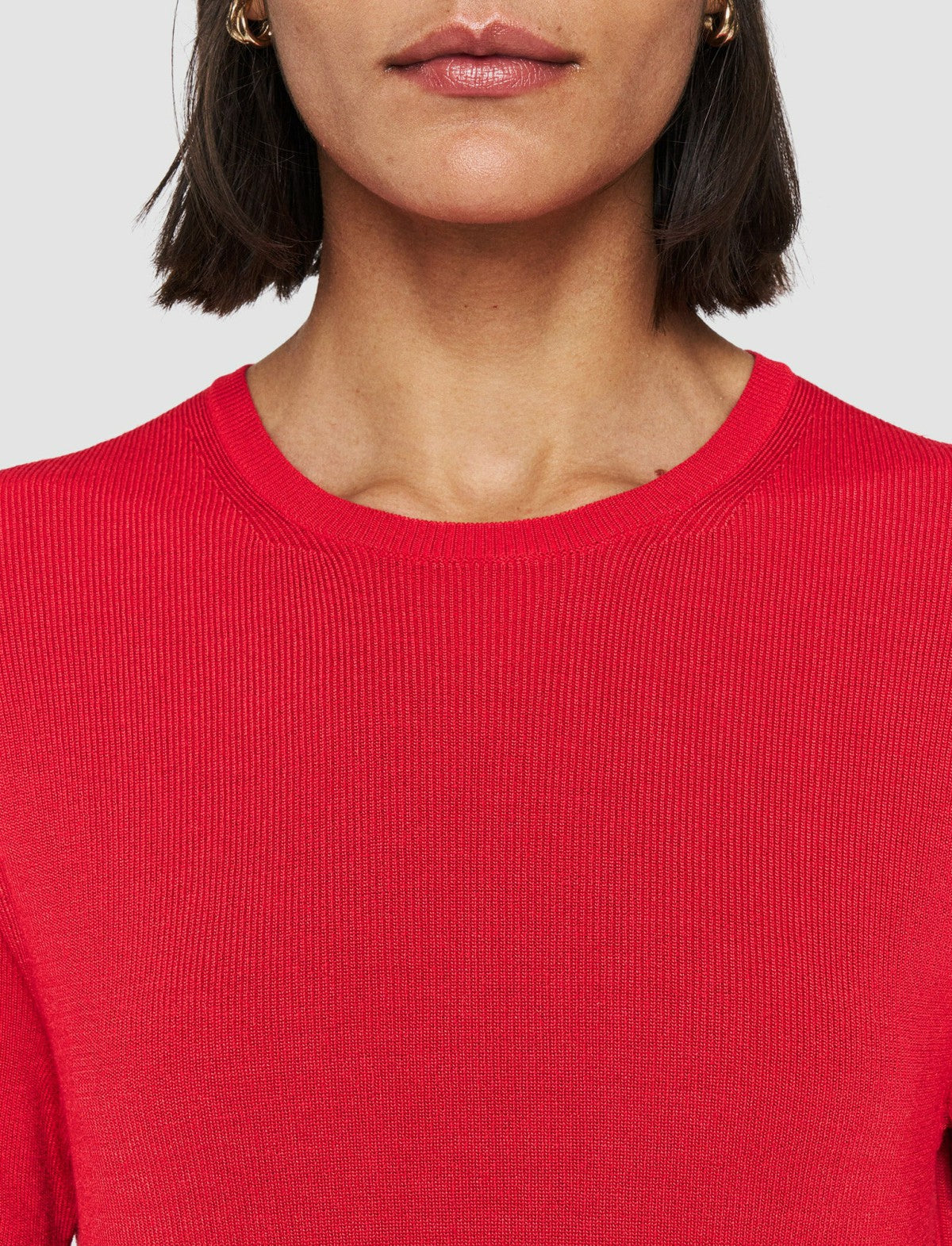 JOSEPH Fashion Women Satiny Rib Knit Top Crimson